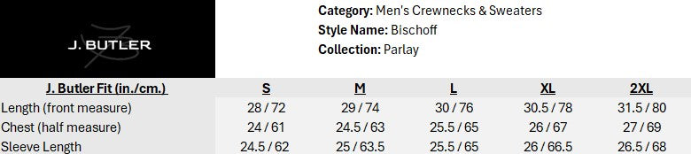 Size chart for Bischoff Comfort Crewneck